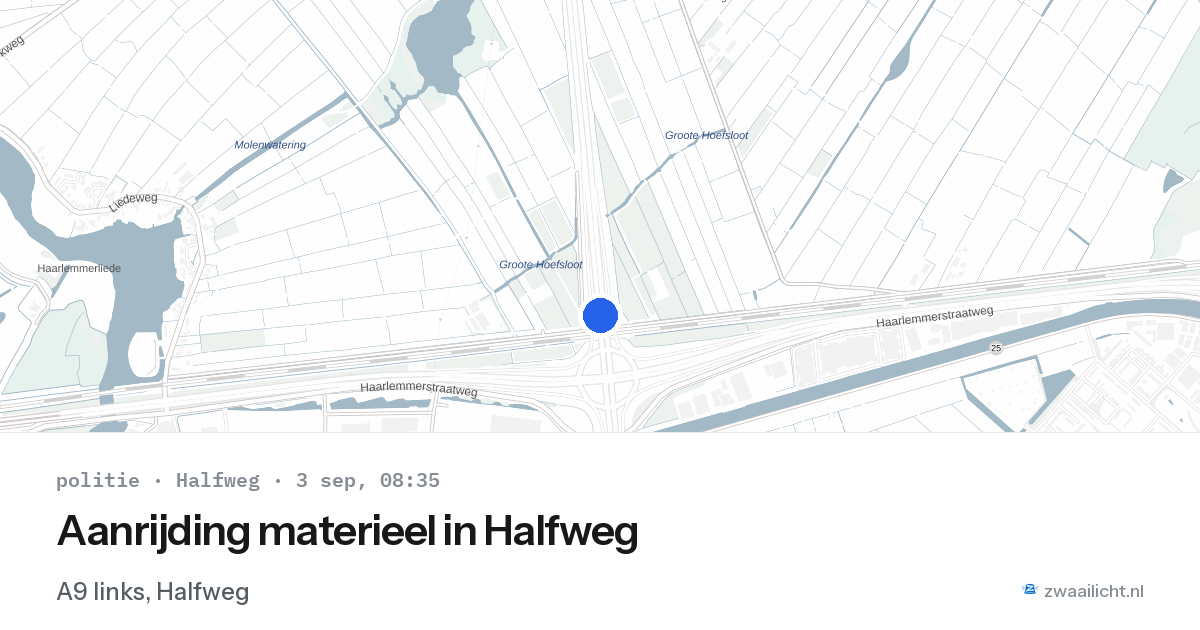 Aanrijding materieel in Halfweg — 3 sep 2026