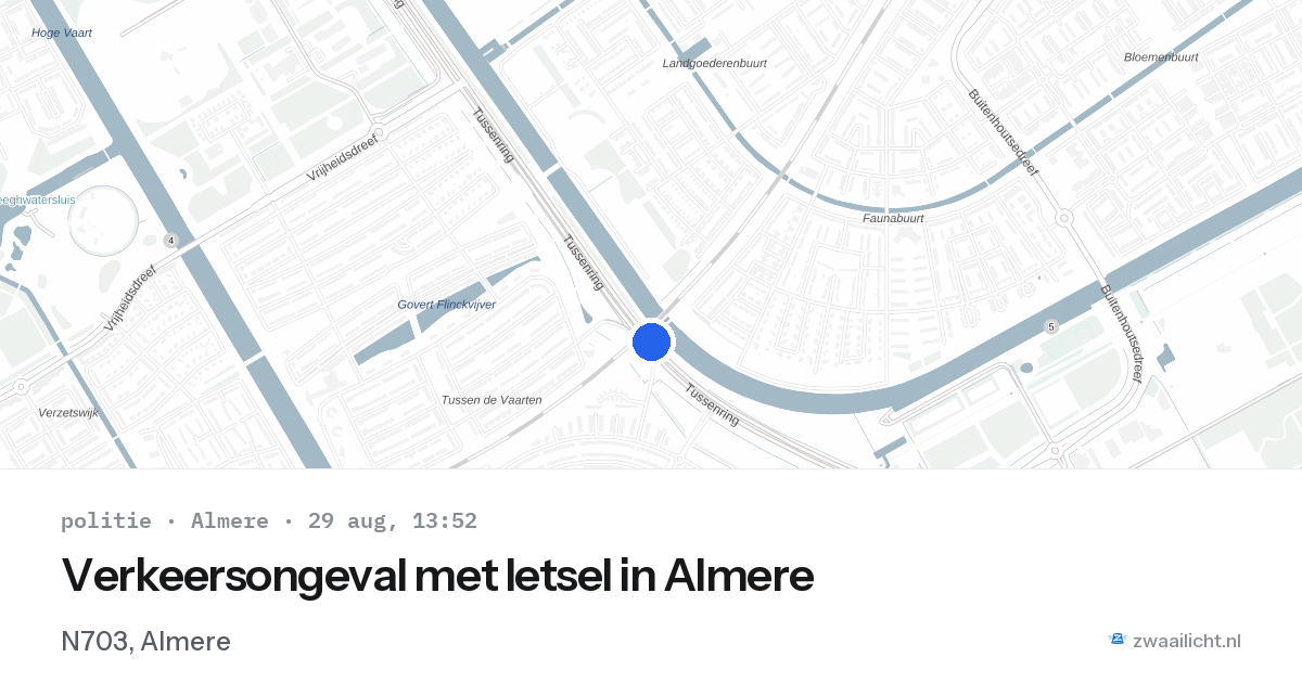 Verkeersongeval met letsel in Almere — 29 aug 2026