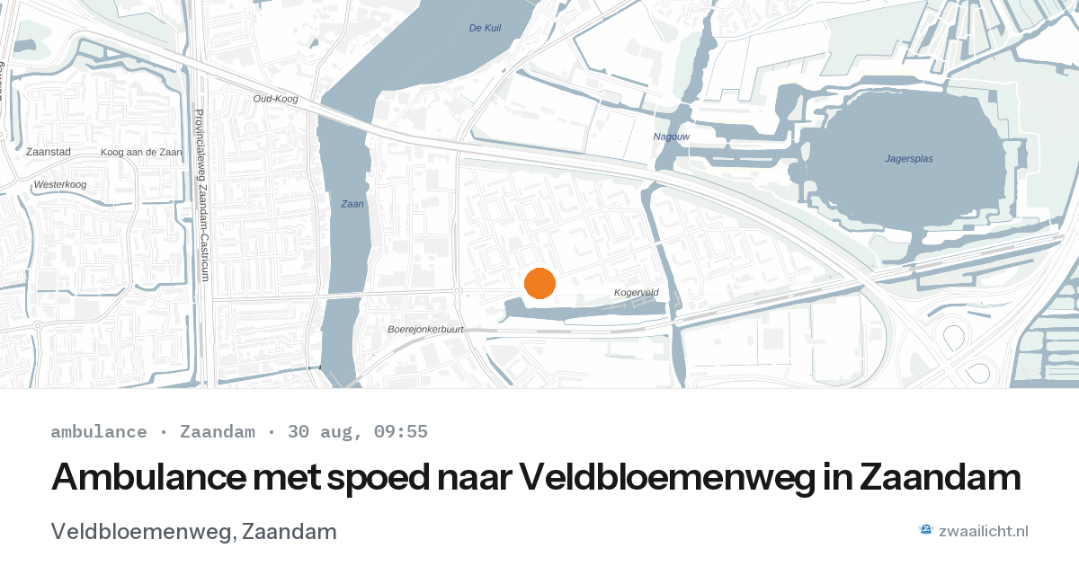 Ambulance met spoed naar Veldbloemenweg in Zaandam — 30 aug 2026