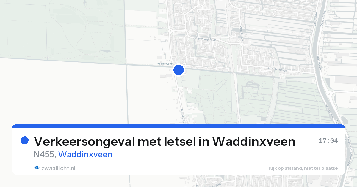 Verkeersongeval met letsel in Waddinxveen — 24 aug 2026