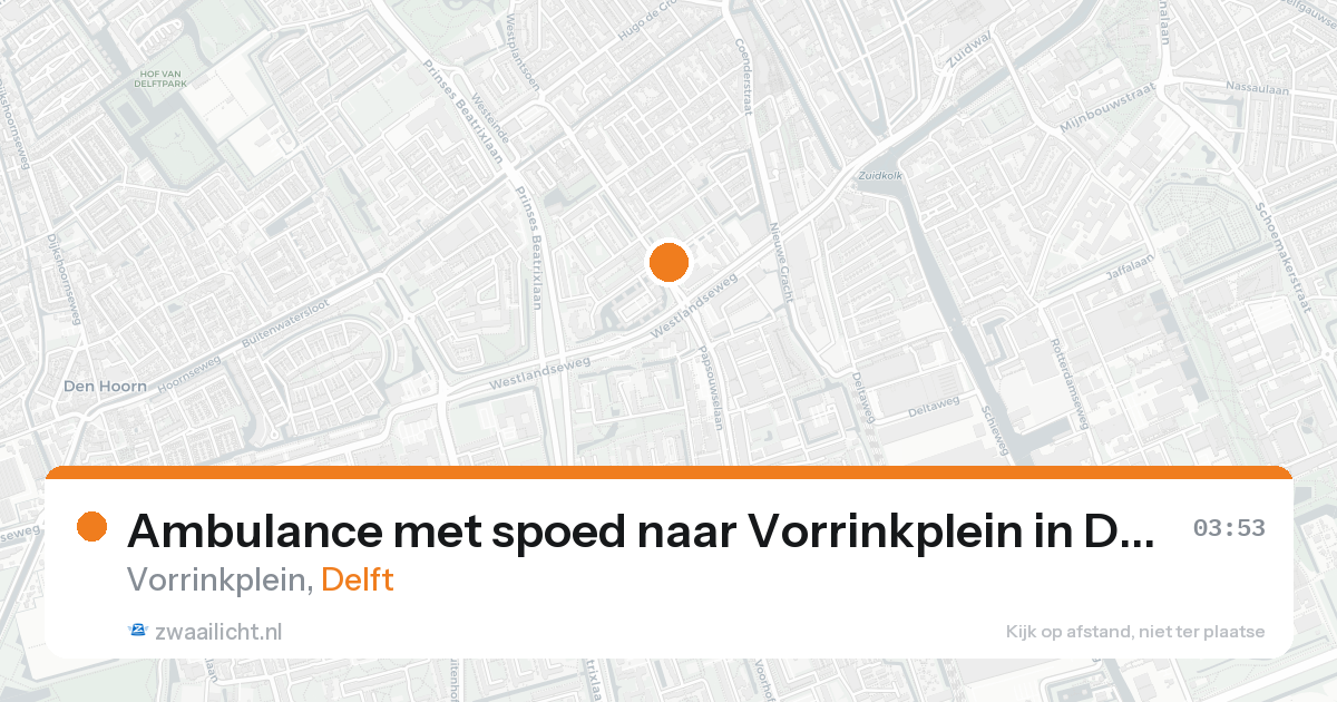 Ambulance met spoed naar Vorrinkplein in Delft — 20 aug 2026