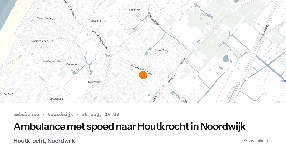 Ambulance met spoed naar Houtkrocht in Noordwijk — 30 aug 2026