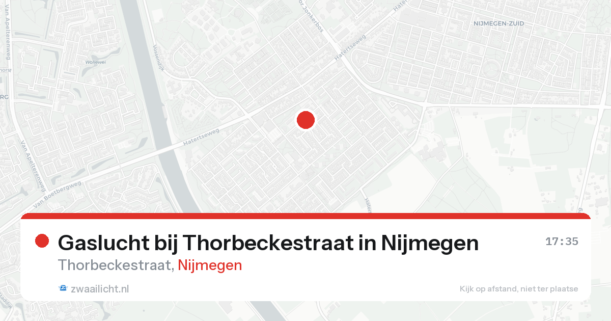 Gaslucht bij Thorbeckestraat in Nijmegen — 16 aug 2026