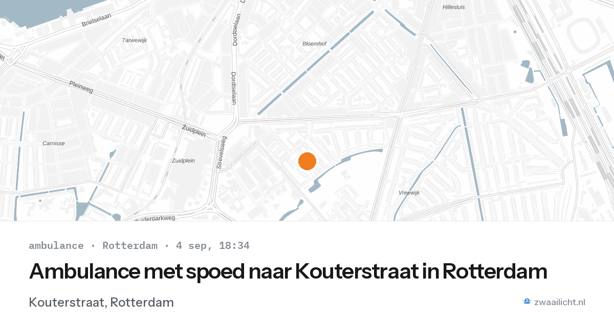 Ambulance met spoed naar Kouterstraat in Rotterdam — 4 sep 2026