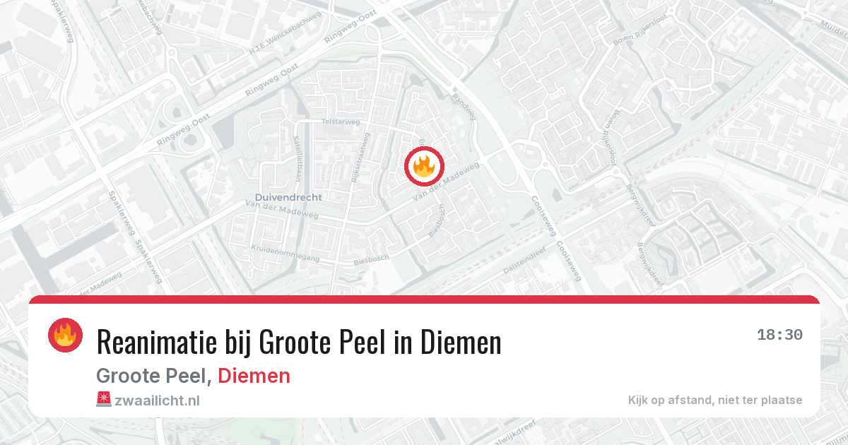Reanimatie bij Groote Peel in Diemen — 20 apr 2026