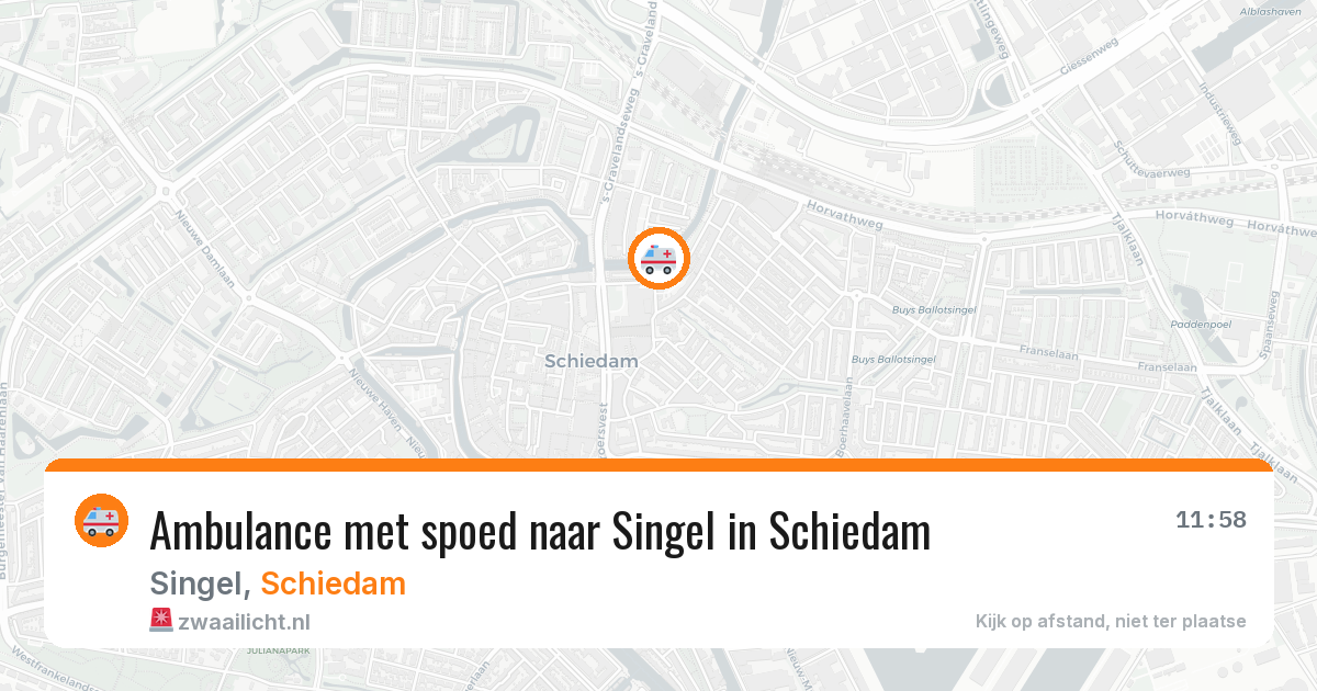 Ambulance met spoed naar Singel in Schiedam — 7 jul 2026