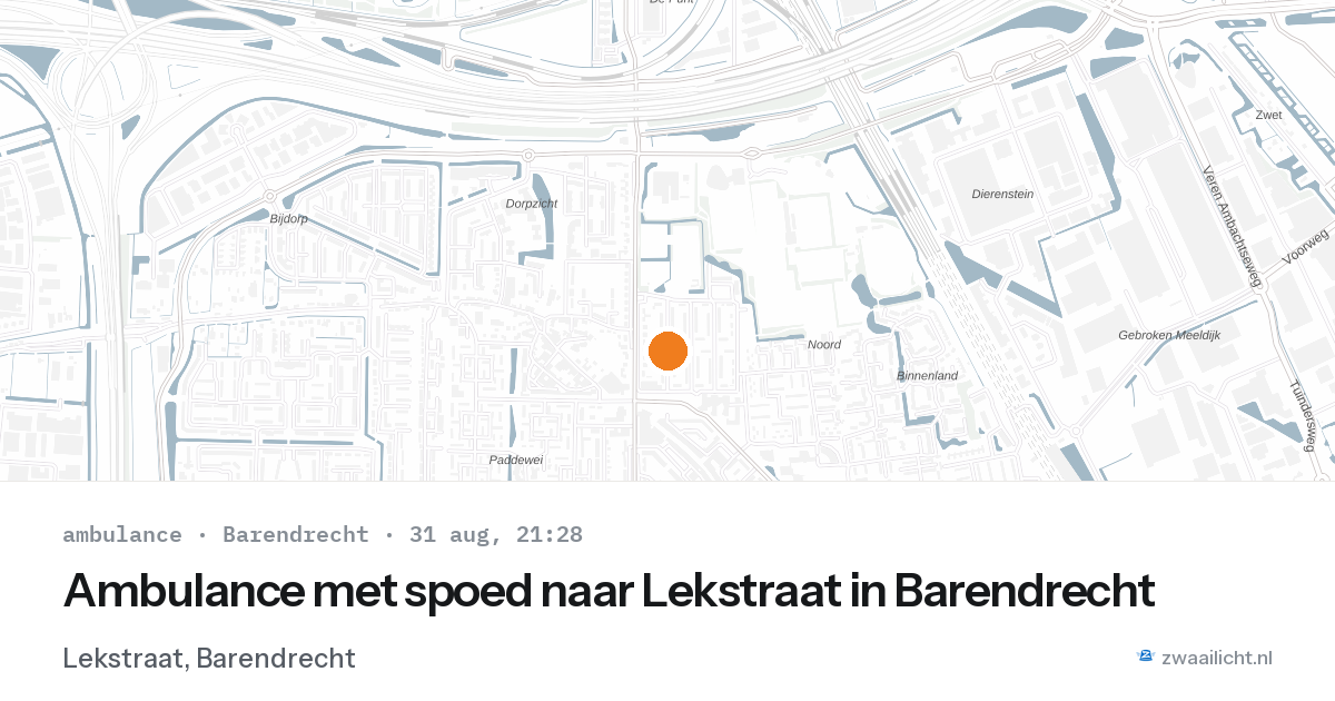 Ambulance met spoed naar Lekstraat in Barendrecht — 31 aug 2026
