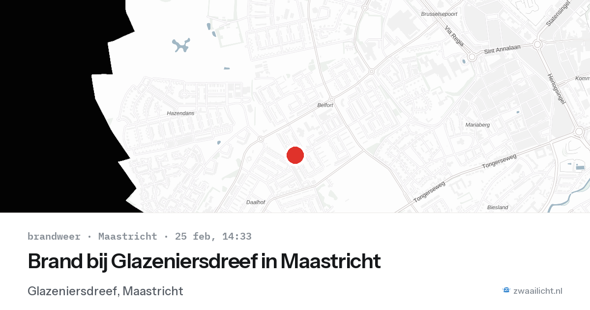 Brand bij Glazeniersdreef in Maastricht — 25 feb 2026