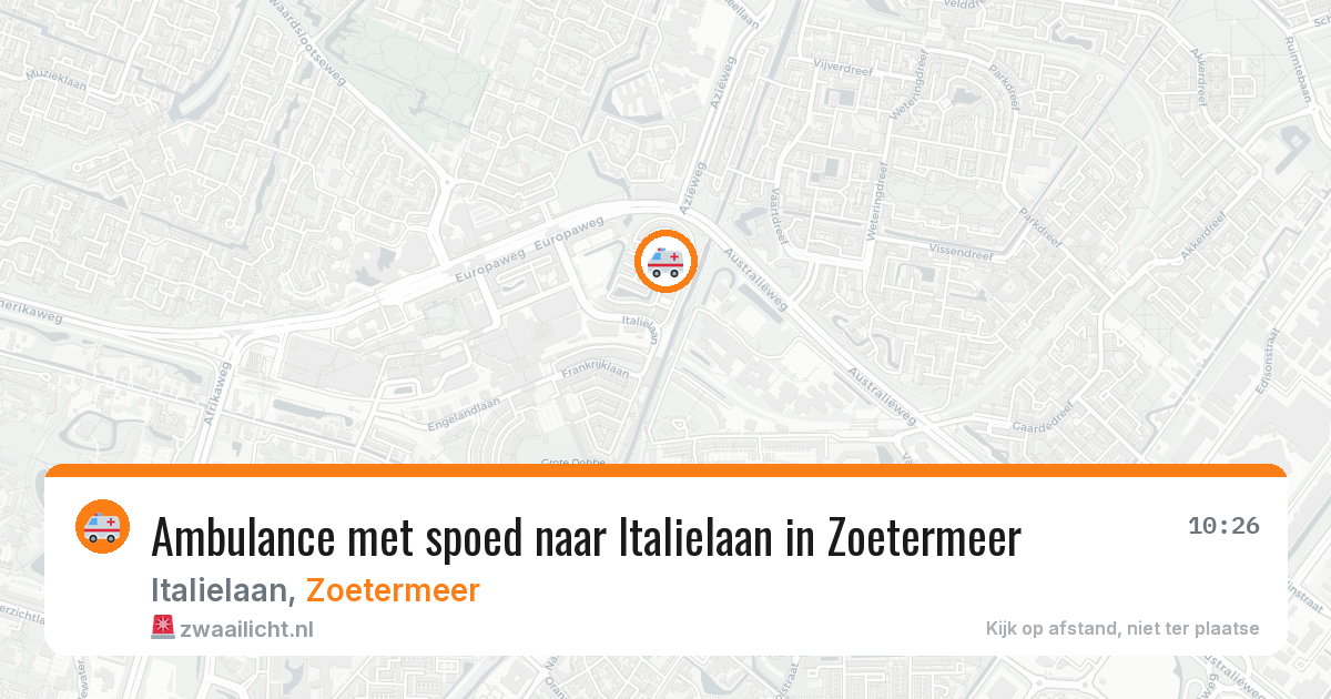 Ambulance met spoed naar Italielaan in Zoetermeer — 16 jul 2026