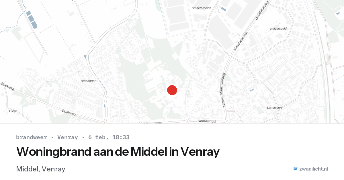 Woningbrand aan de Middel in Venray — 6 feb 2026