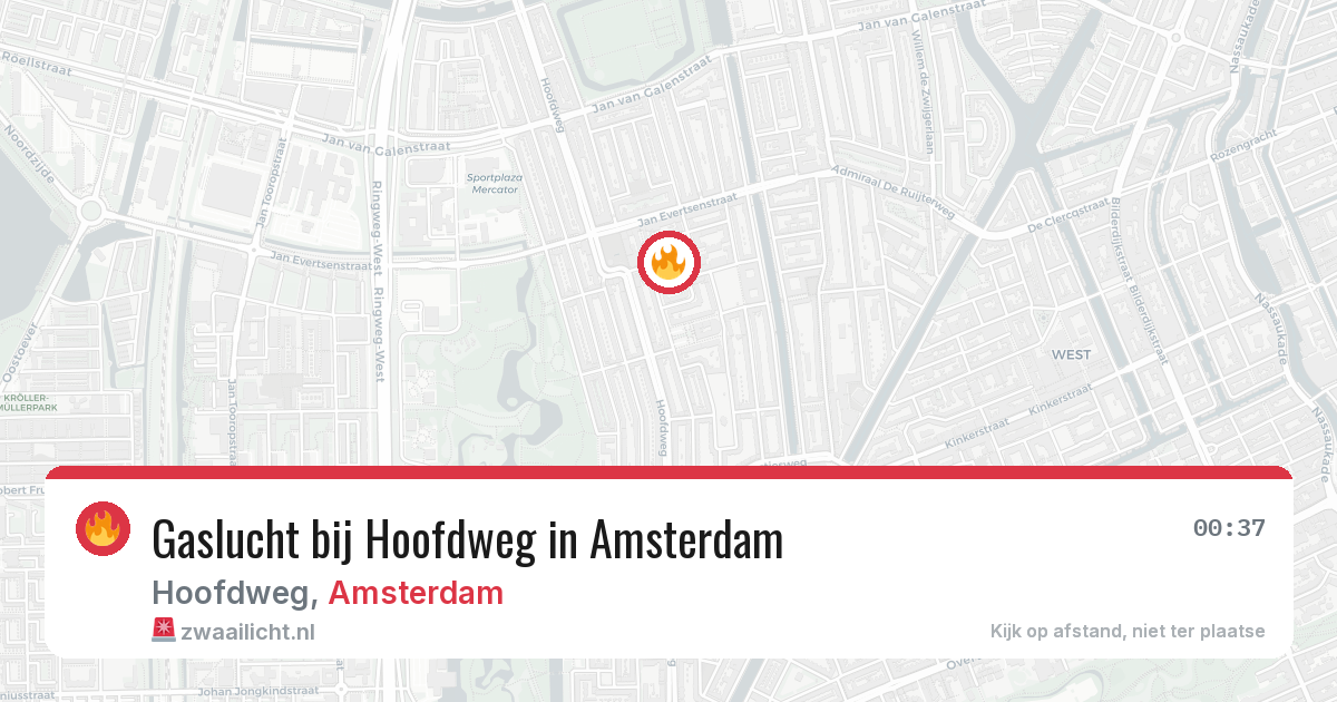 Gaslucht bij Hoofdweg in Amsterdam — 7 aug 2026