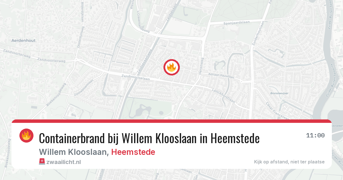 Containerbrand bij Willem Klooslaan in Heemstede — 15 mrt 2026