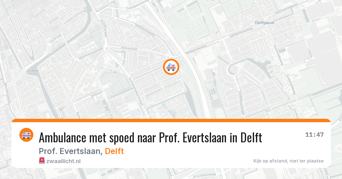 Ambulance met spoed naar Prof. Evertslaan in Delft — 8 feb 2026