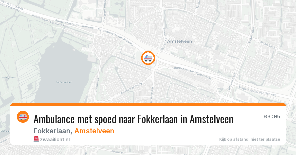 Ambulance met spoed naar Fokkerlaan in Amstelveen — 10 aug 2026