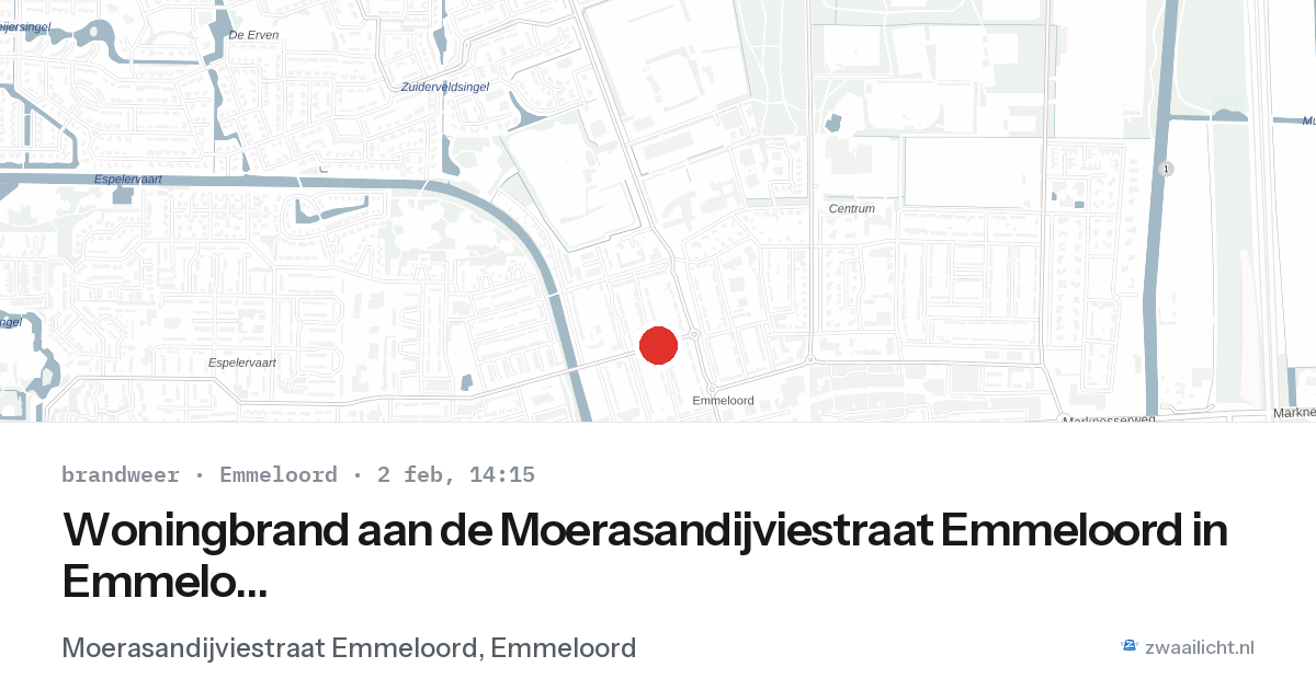 Woningbrand aan de Moerasandijviestraat Emmeloord in Emmeloord — 2 feb 2026