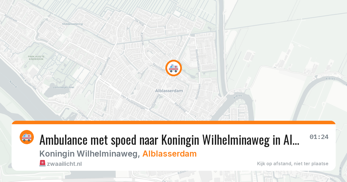 Ambulance met spoed naar Koningin Wilhelminaweg in Alblasserdam — 13 aug 2026