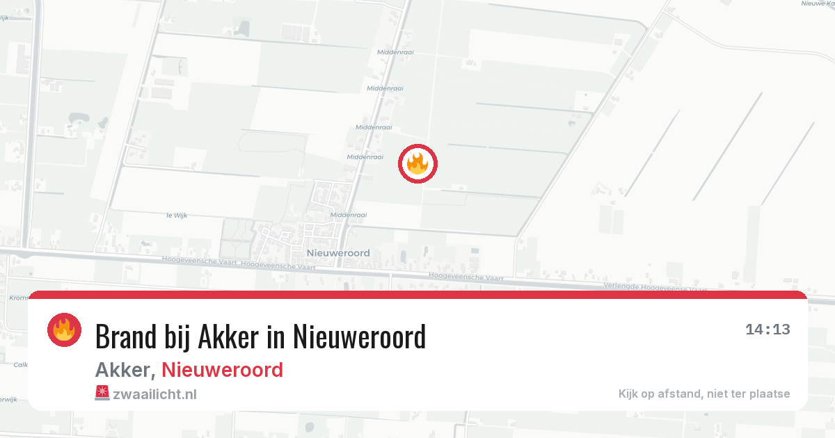 Brand bij Akker in Nieuweroord — 13 aug 2026