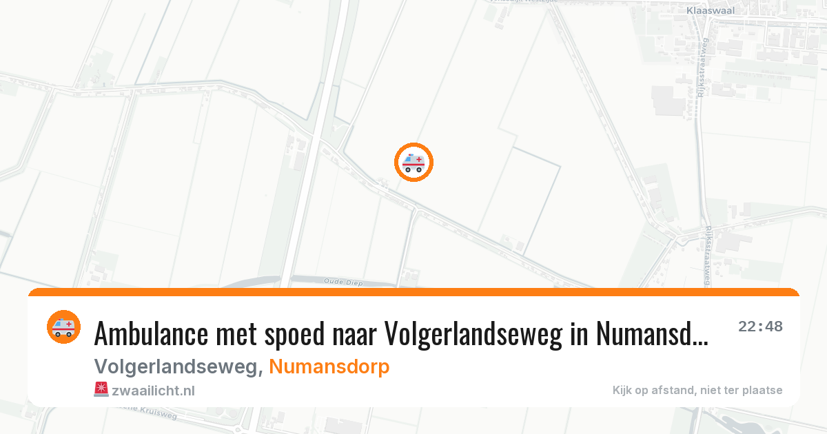 Ambulance met spoed naar Volgerlandseweg in Numansdorp — 18 apr 2026