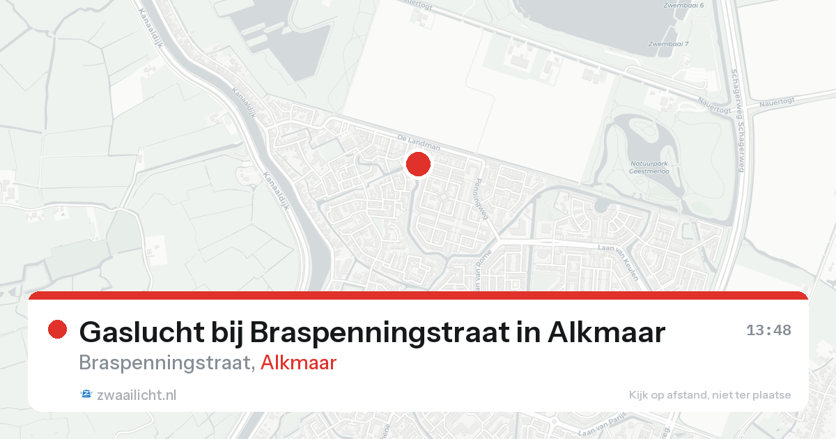 Gaslucht bij Braspenningstraat in Alkmaar — 7 feb 2026