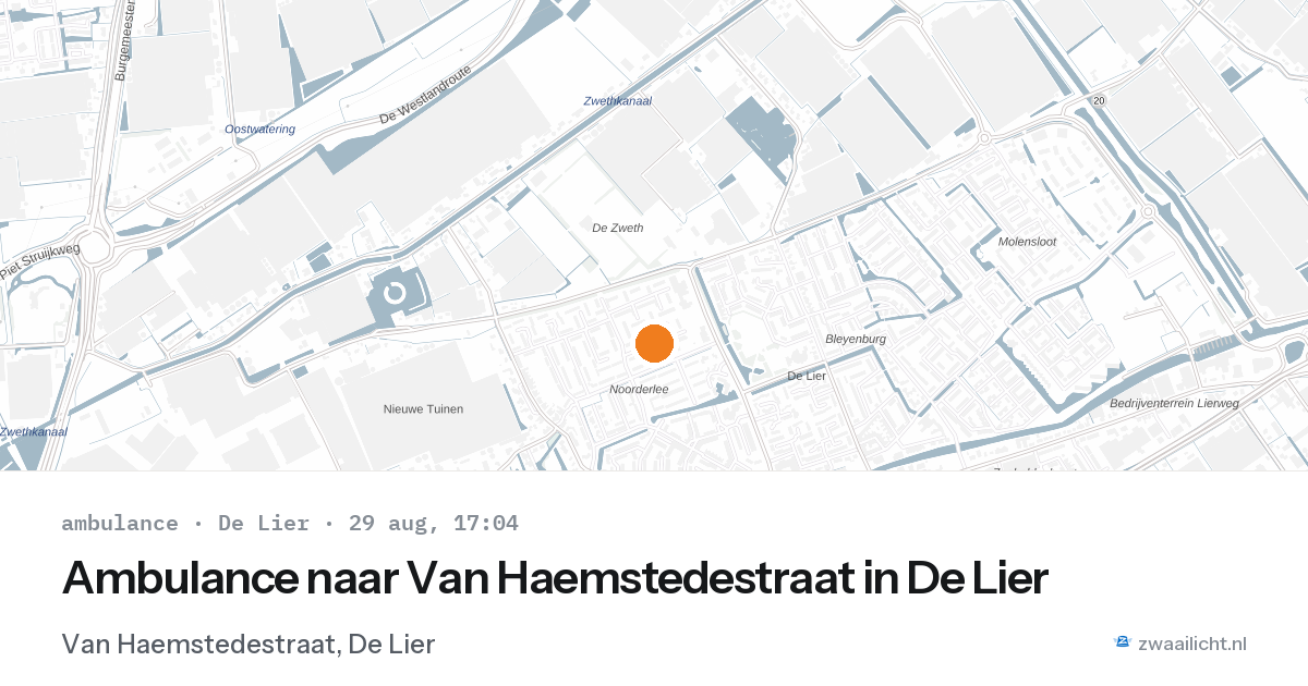 Ambulance naar Van Haemstedestraat in De Lier — 29 aug 2026