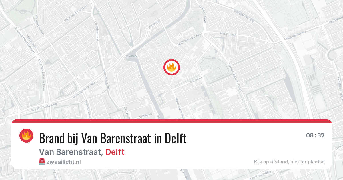 Brand bij Van Barenstraat in Delft — 26 feb 2026