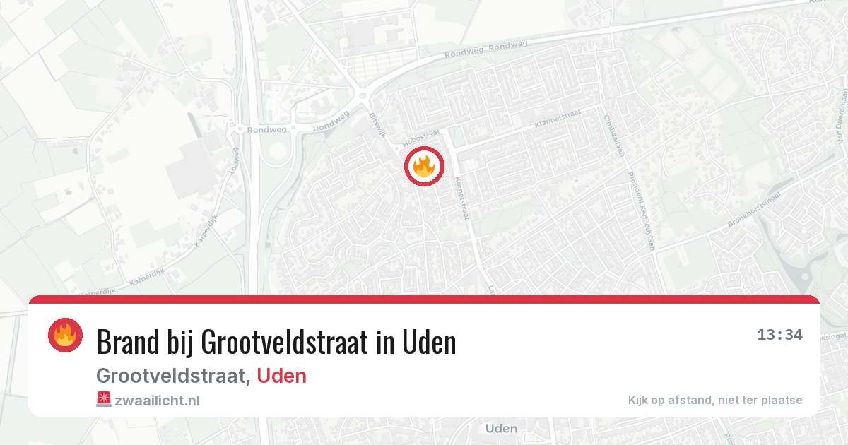 Brand bij Grootveldstraat in Uden — 28 jun 2026