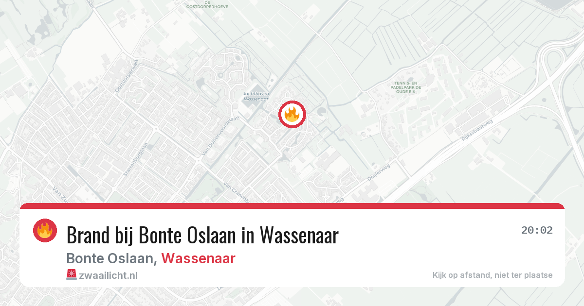 Brand bij Bonte Oslaan in Wassenaar — 25 mei 2026
