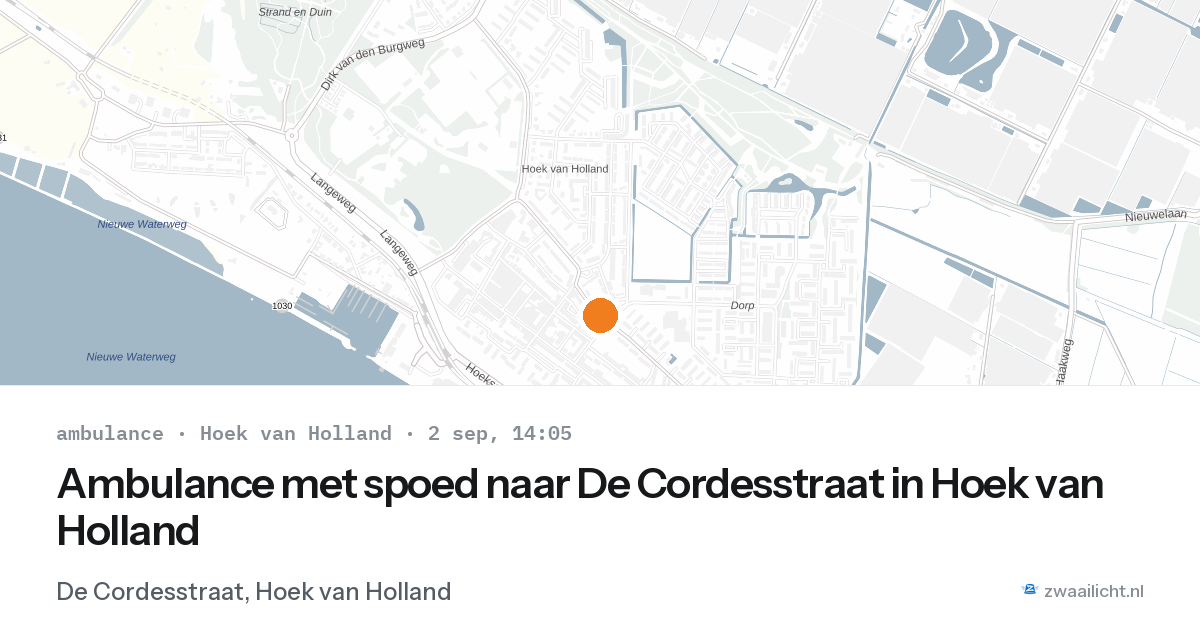 Ambulance met spoed naar De Cordesstraat in Hoek van Holland — 2 sep 2026