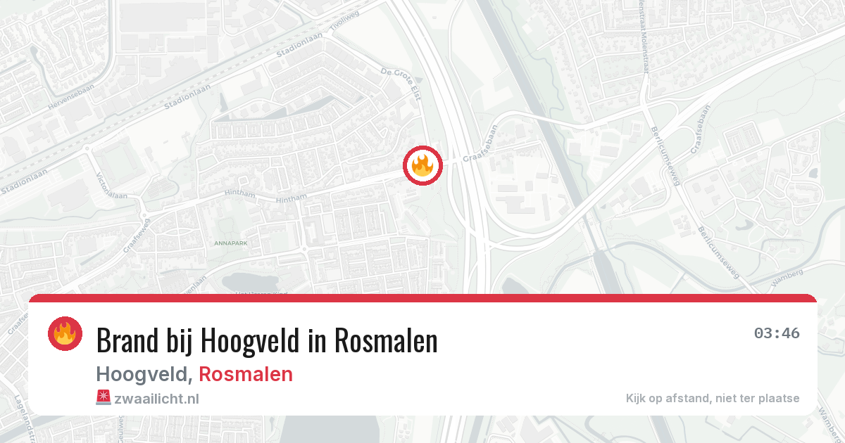 Brand bij Hoogveld in Rosmalen — 4 aug 2026