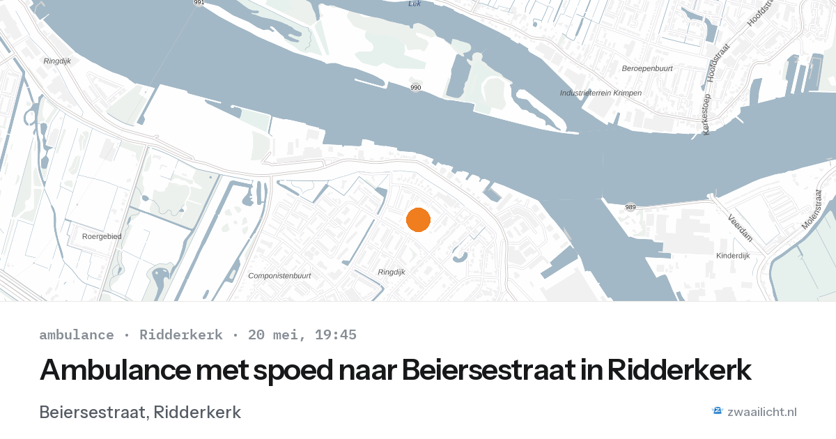 Ambulance met spoed naar Beiersestraat in Ridderkerk — 20 mei 2026
