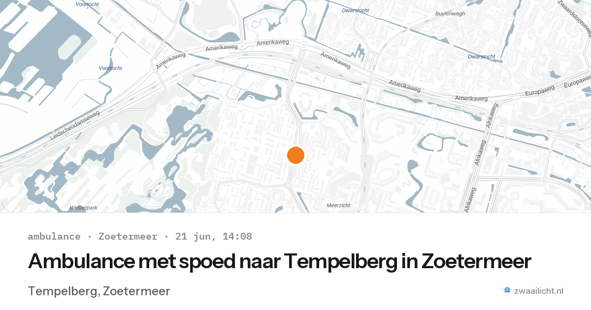 Ambulance met spoed naar Tempelberg in Zoetermeer — 21 jun 2026