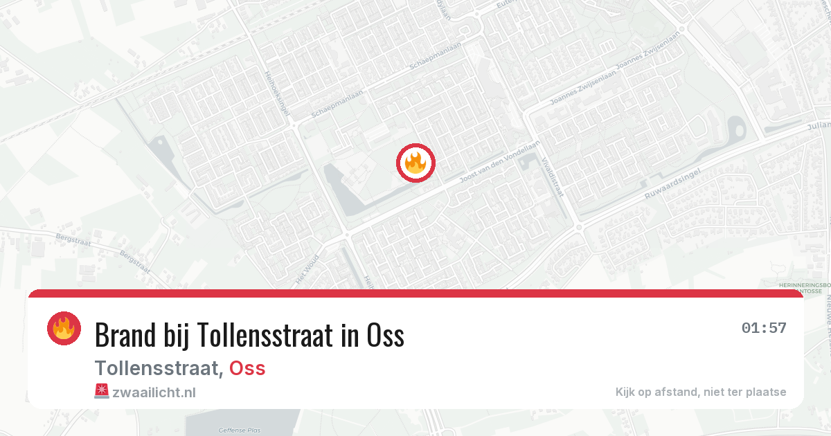 Brand bij Tollensstraat in Oss — 1 aug 2026