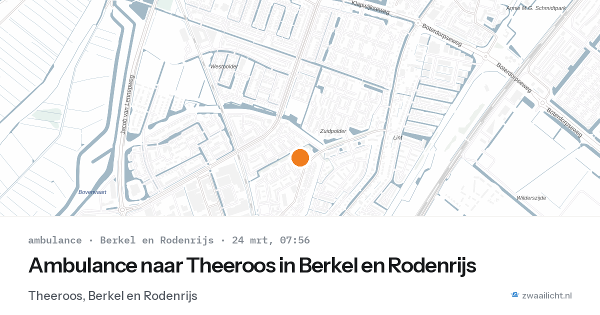Ambulance naar Theeroos in Berkel en Rodenrijs — 24 mrt 2026