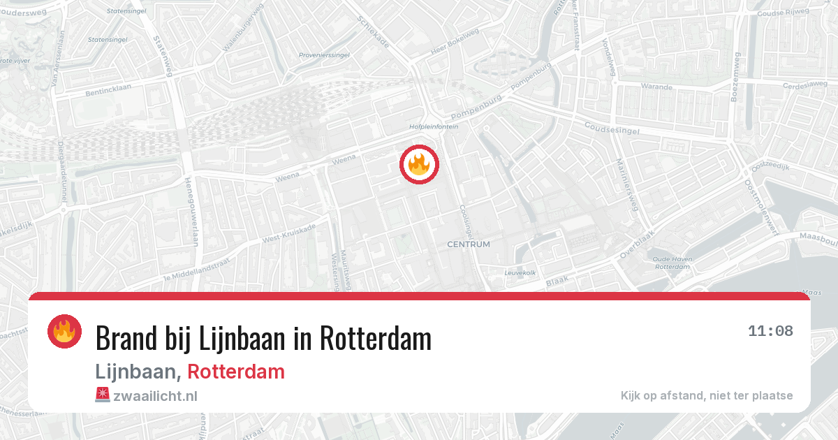 Brand bij Lijnbaan in Rotterdam — 21 mrt 2026