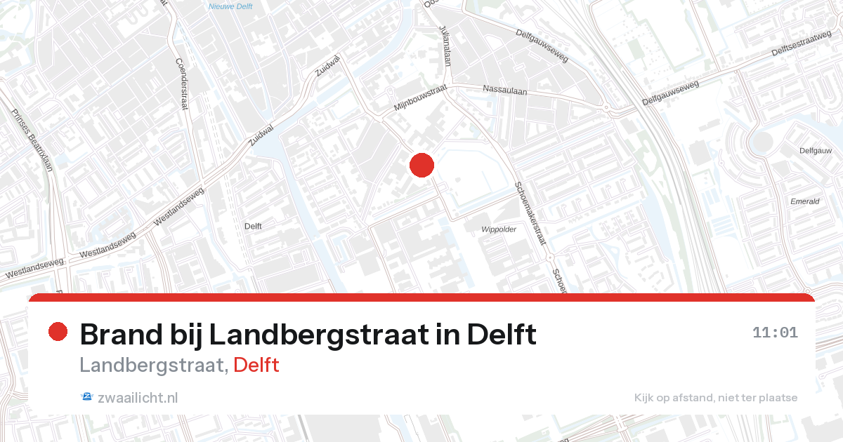 Brand bij Landbergstraat in Delft — 27 aug 2026