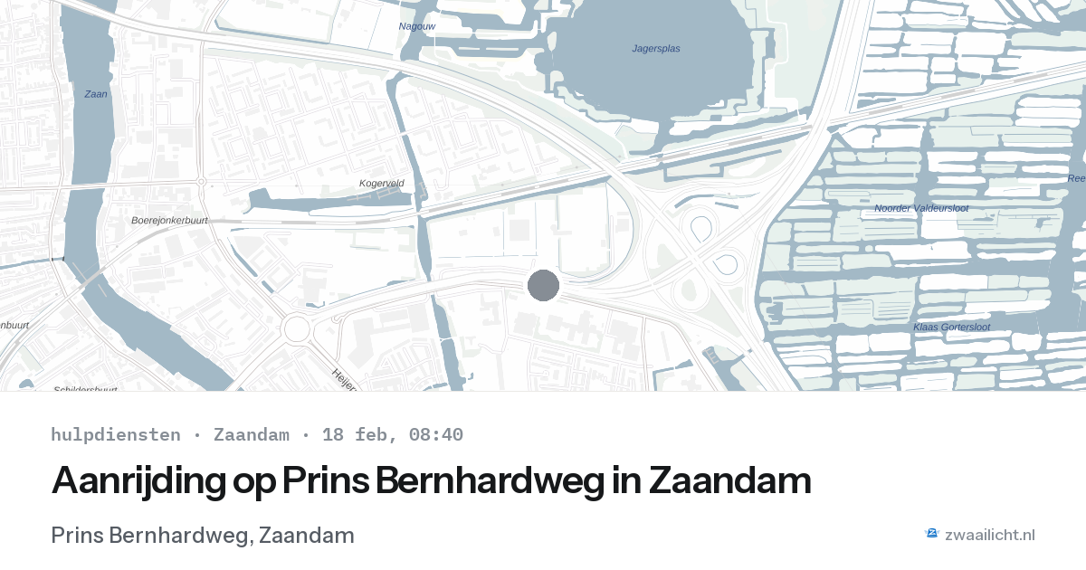 Aanrijding op Prins Bernhardweg in Zaandam — 18 feb 2026