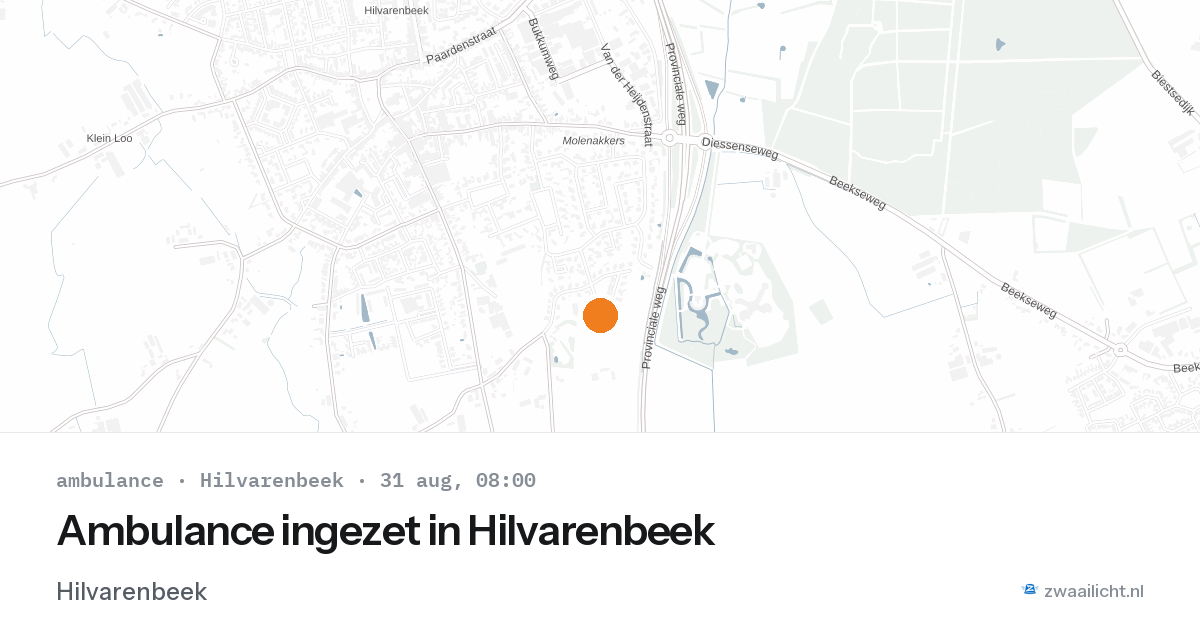 Ambulance ingezet in Hilvarenbeek — 31 aug 2026