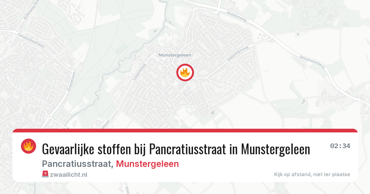 Gevaarlijke stoffen bij Pancratiusstraat in Munstergeleen — 15 jun 2026