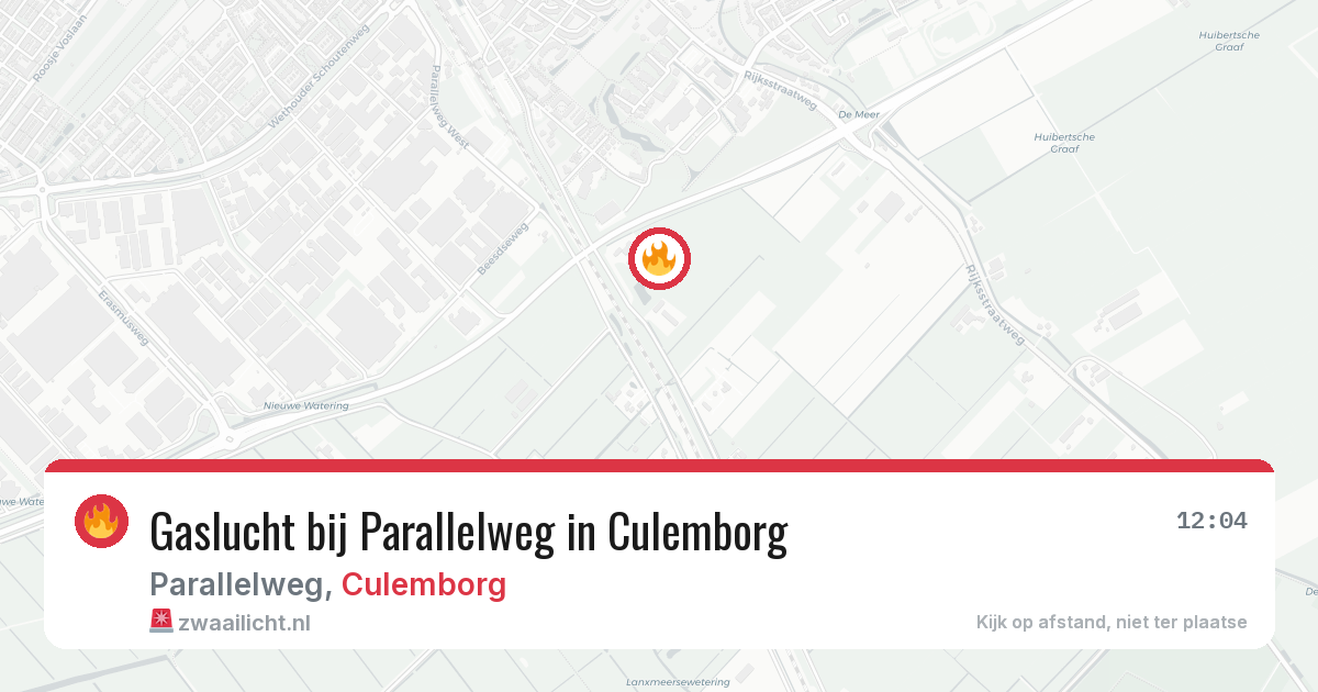 Gaslucht bij Parallelweg in Culemborg — 12 aug 2026
