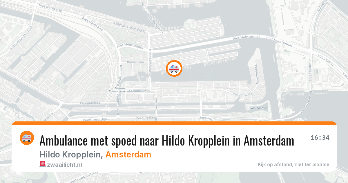 Ambulance met spoed naar Hildo Kropplein in Amsterdam — 28 mei 2026