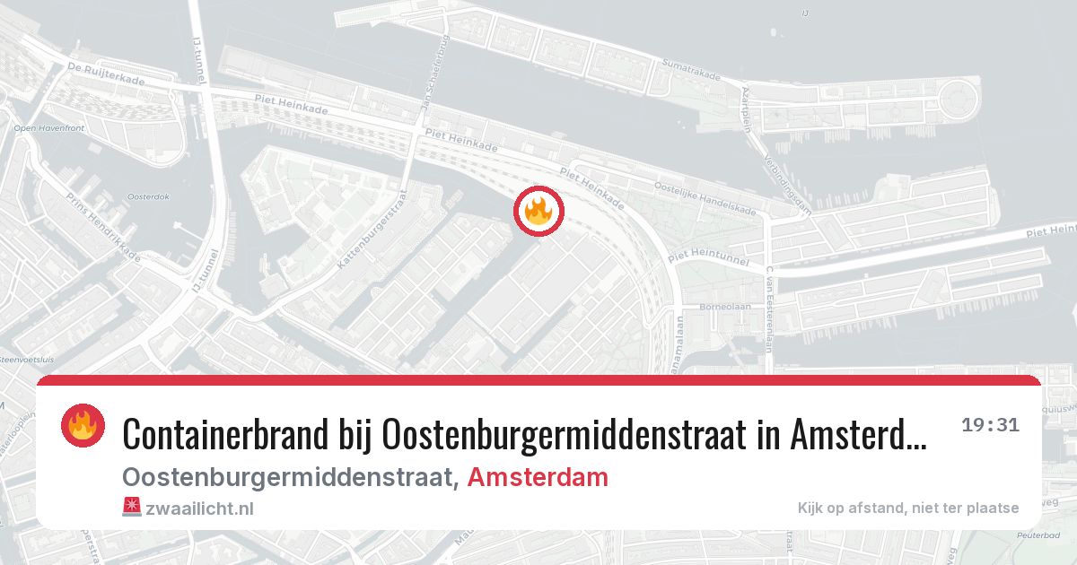 Containerbrand bij Oostenburgermiddenstraat in Amsterdam — 14 aug 2026
