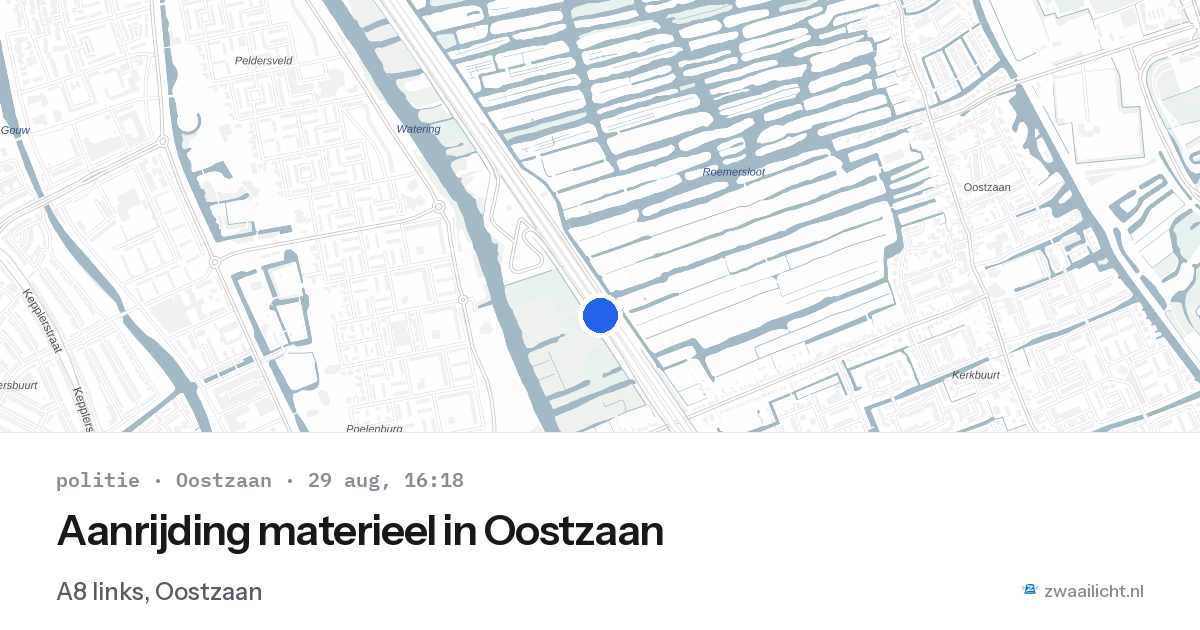 Aanrijding materieel in Oostzaan — 29 aug 2026