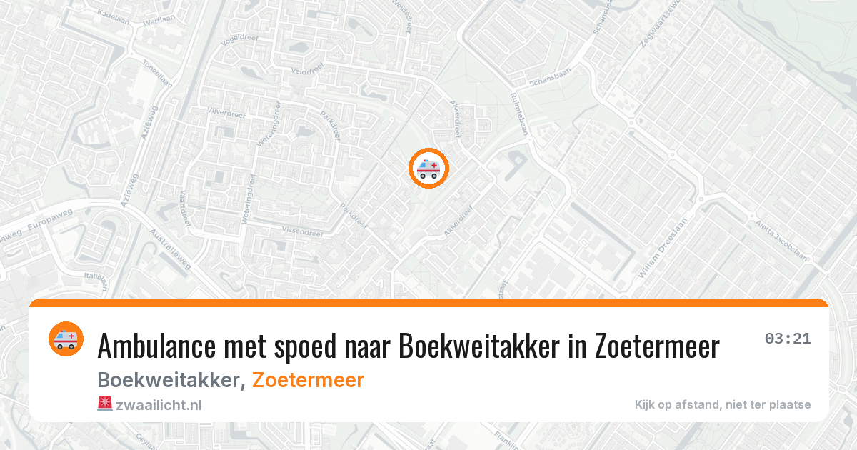 Ambulance met spoed naar Boekweitakker in Zoetermeer — 15 aug 2026