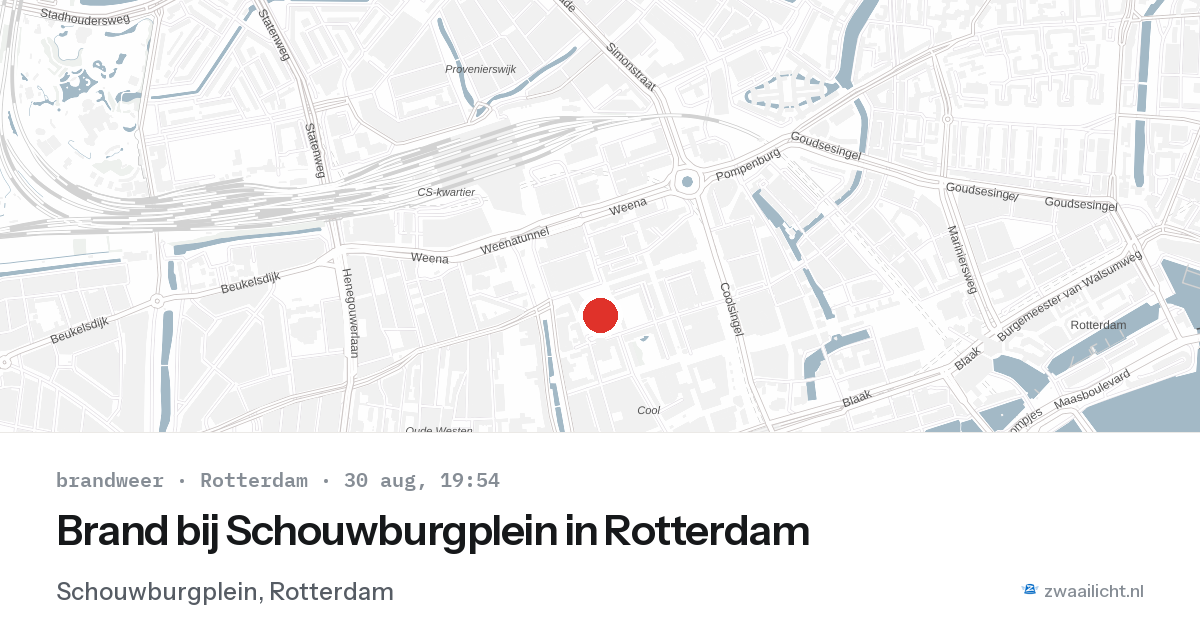 Brand bij Schouwburgplein in Rotterdam — 30 aug 2026