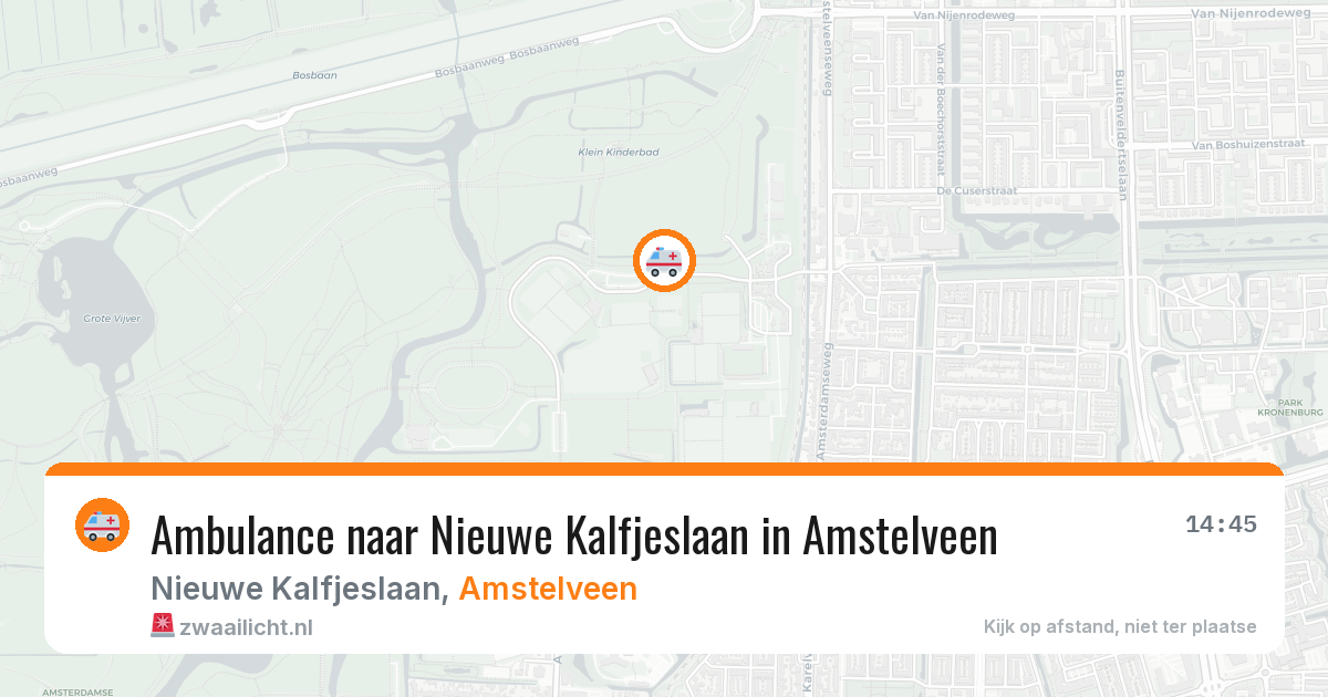 Ambulance naar Nieuwe Kalfjeslaan in Amstelveen — 13 aug 2026
