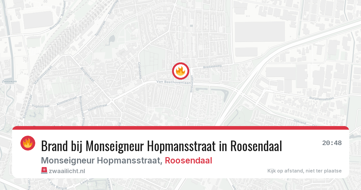 Brand bij Monseigneur Hopmansstraat in Roosendaal — 26 mrt 2026
