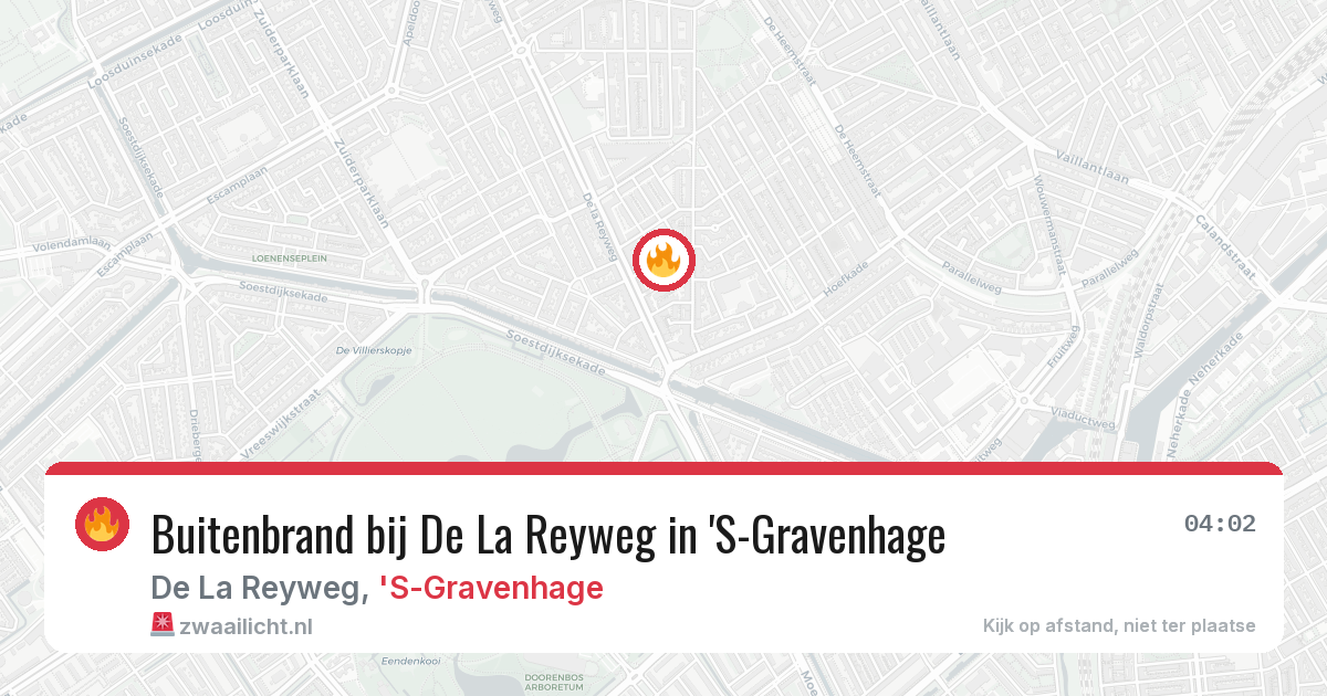 Buitenbrand bij De La Reyweg in 'S-Gravenhage — 10 aug 2026