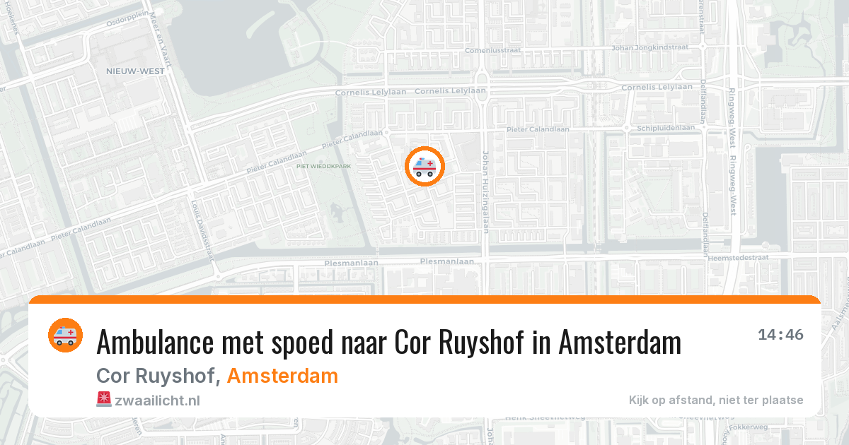 Ambulance met spoed naar Cor Ruyshof in Amsterdam — 31 mei 2026