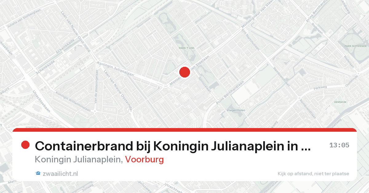 Containerbrand bij Koningin Julianaplein in Voorburg — 15 aug 2026