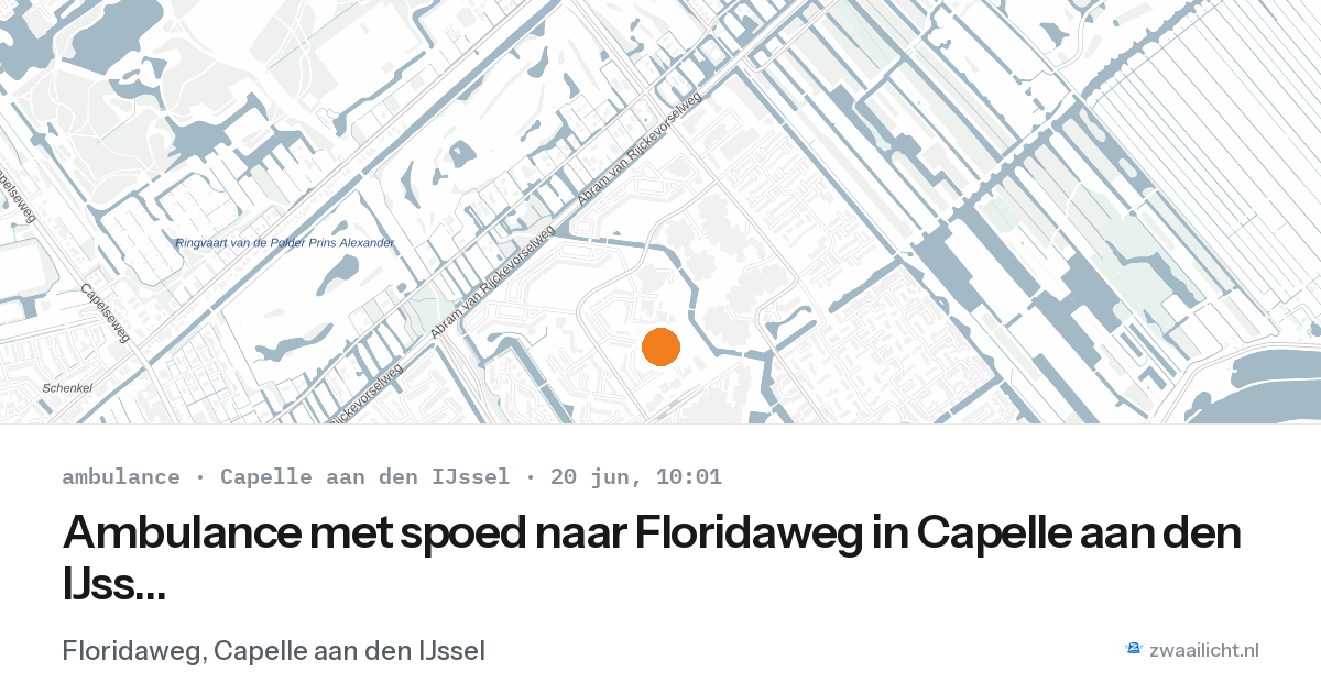 Ambulance met spoed naar Floridaweg in Capelle aan den IJssel — 20 jun 2026